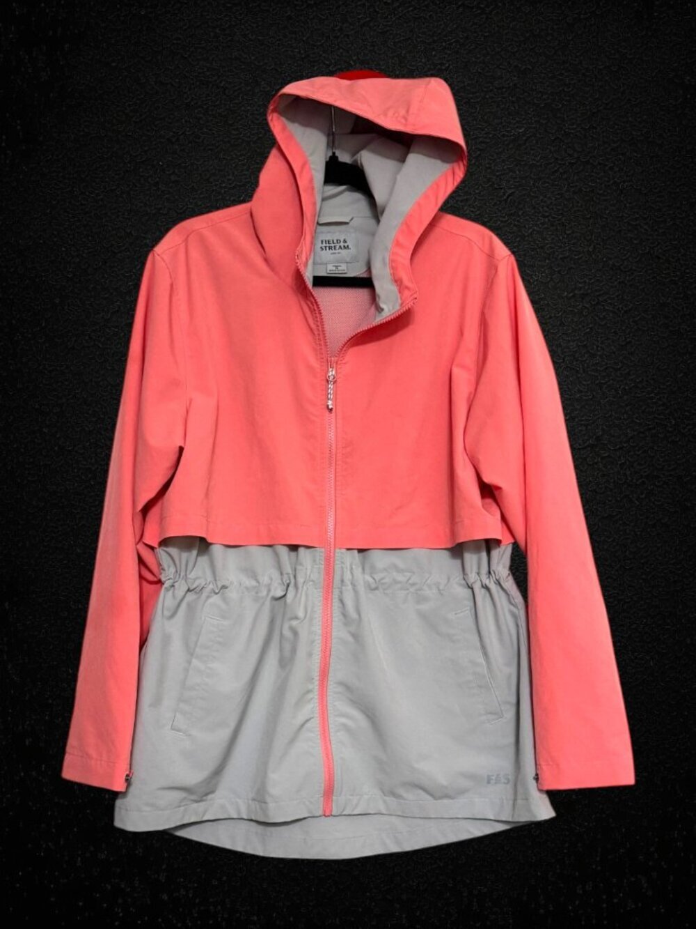 Field & Stream Coral Gray Anorak Hooded Rain Jacket Windbreaker Women’s XL